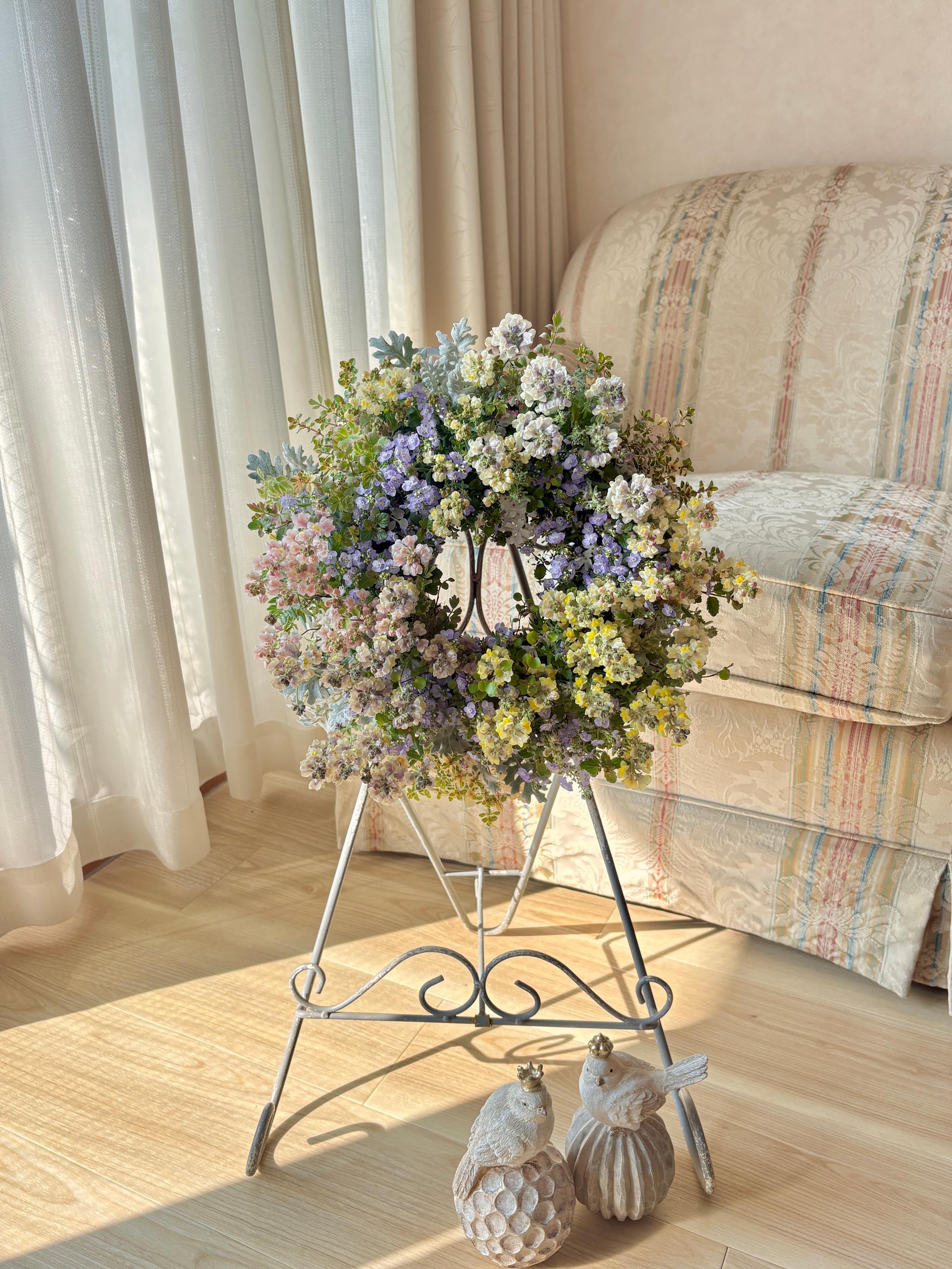 魅惑の花色 リナリアの寄せ植えリース ☆*:.幸せのwreath  「 マダムマルシアの秘密の花園 」 ｡:*☆   　 | 6枚目